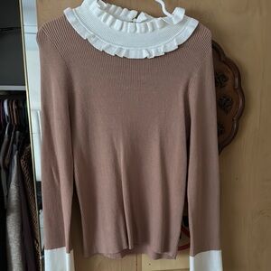Elegant Tan Cowl Neck Sweater